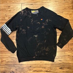 Authentic Aviator Nation crewneck hand dyed black and white classic embroidery m